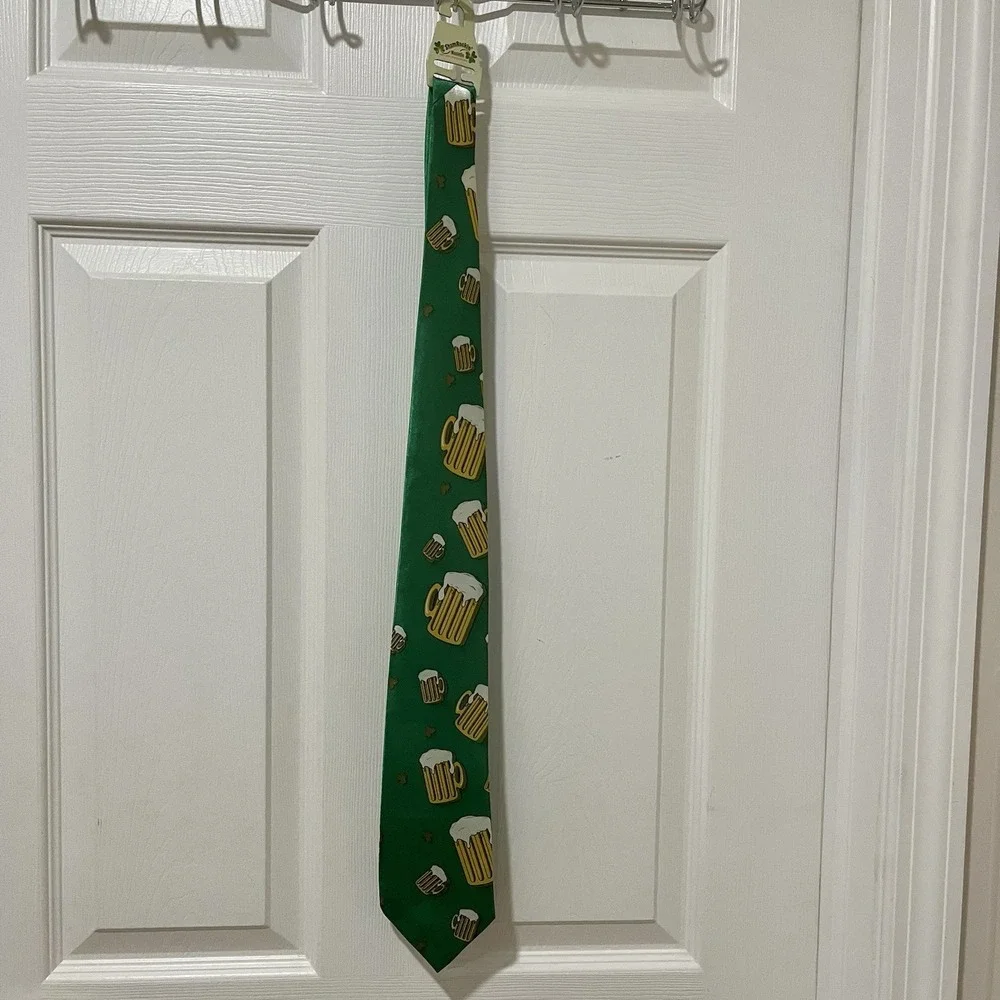 ShamRockin St. Patrick's Day Necktie Green Beer Mug Novelty‎ Tie Funny NWT